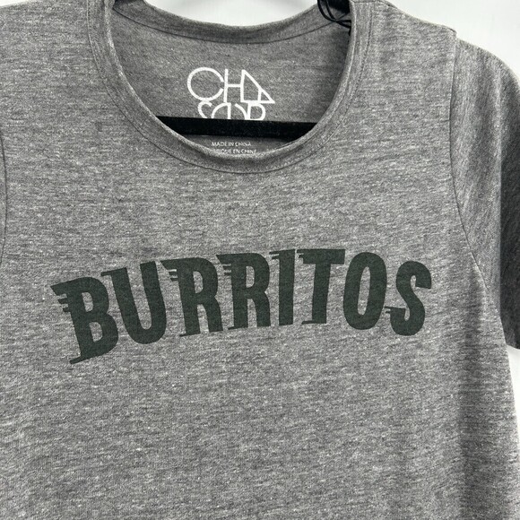 NWT CHASER Gray Burritos Graphic Print Super Soft T-Shirt Top Size Medium - Picture 4 of 6